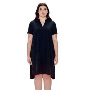COTIDIE dress black Gabrielle pleated back short sleeve high low 4XL
